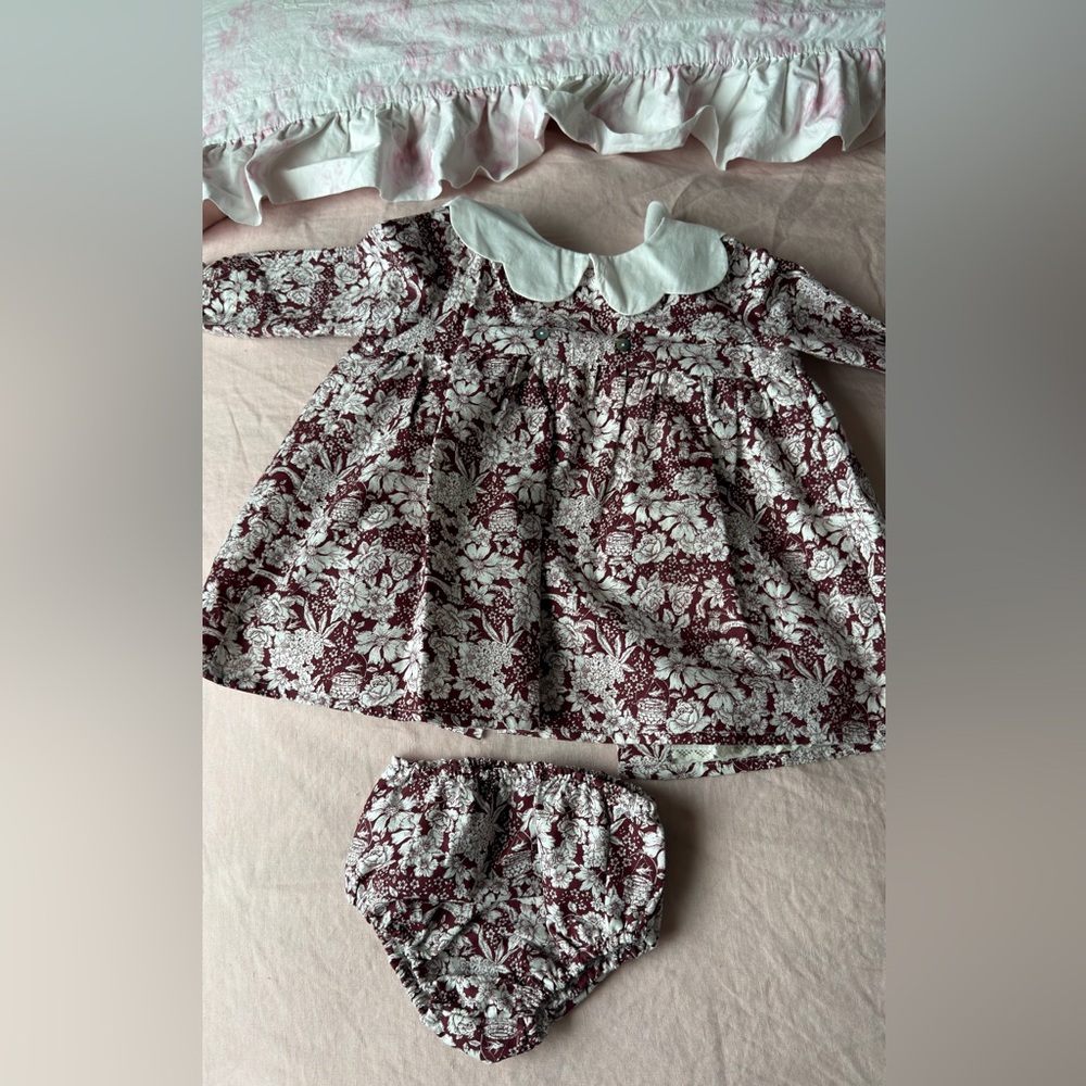 Elegant Floral Kids Dress with White Collar - Picture 4 of 5